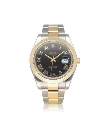 Rolex Datejust II 41 NEW ROLEX SERVICE - 2014 + papers | steel - gold black roman Oyster