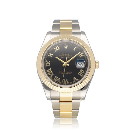 Datejust II 41 NEW ROLEX SERVICE - 2014 + papers | steel - gold black roman Oyster