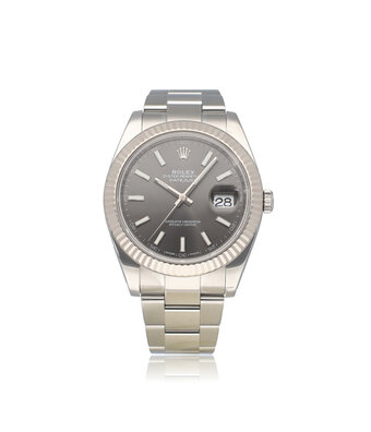 Rolex Datejust 41 NEW ROLEX SERVICE  - 2019 + papers | steel - white gold rhodium - slate - grey
