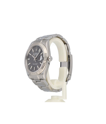 Rolex Datejust 41 NEW ROLEX SERVICE  - 2019 + papers | steel - white gold rhodium - slate - grey