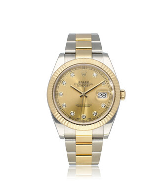 Rolex Datejust 41 - 2018 box + papers | steel - gold champagne diamond Oyster