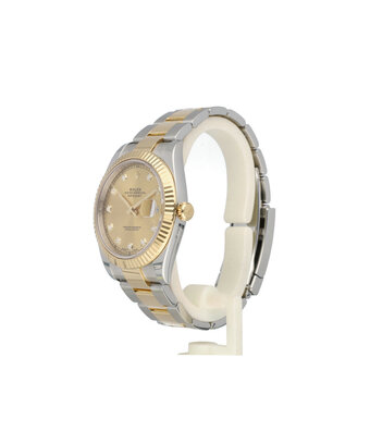 Rolex Datejust 41 - 2018 box + papers | steel - gold champagne diamond Oyster