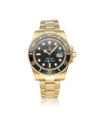 Rolex Submariner Date 40 NEW ROLEX SERVICE - 2018 B+P | yellow gold black ceramic