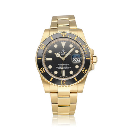 Submariner Date 40 NEW ROLEX SERVICE - 2018 B+P | yellow gold black ceramic