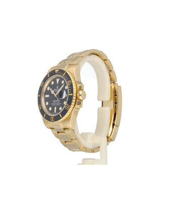 Rolex Submariner Date 40 NEW ROLEX SERVICE - 2018 B+P | yellow gold black ceramic