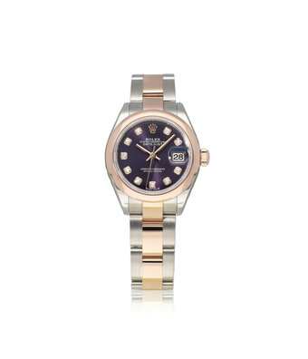 Rolex Lady-Datejust 28 - 2024 box + papers | steel - rose gold aubergine purple diamond