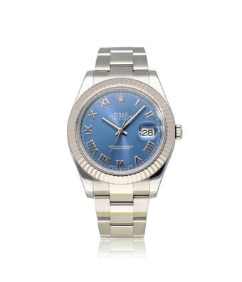 Rolex Datejust II 41 NEW ROLEX SERVICE - 2013 B+P | steel - white gold Oyster Azurro blue