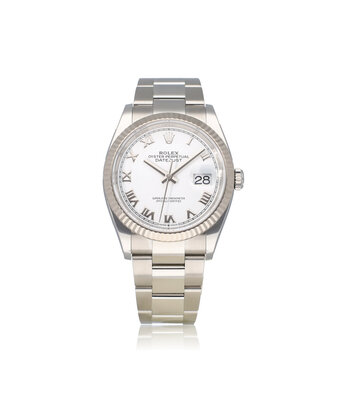 Rolex Datejust 36 steel - white gold roman Oyster 2021 box + papers