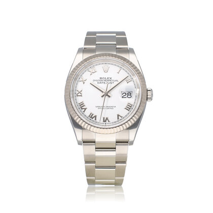 Datejust 36 steel - white gold roman Oyster 2021 box + papers