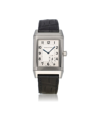Jaeger-LeCoultre Reverso Grande  NEW JLC SERVICE INCL. STRAP + box  | steel - silver - black - 8 day's powe