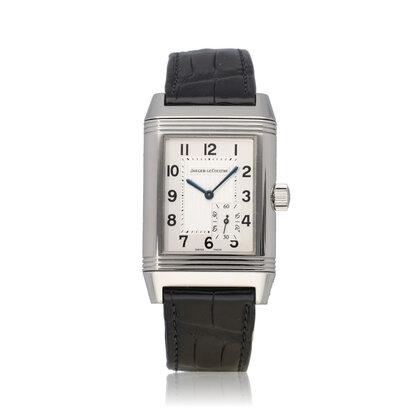 Reverso Grande  NEW JLC SERVICE INCL. STRAP + box  | steel - silver - black - 8 day's powe