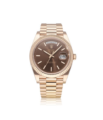 Rolex Day-Date 40 NEW ROLEX SERVICE - 2024 B+P | rose gold choco / brown President