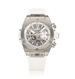 Hublot Big Bang Unico Titanium White 42 - 2021 B+P | STOCK | titanium skeleton white rubber