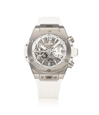 Hublot Big Bang Unico Titanium White 42 - 2021 B+P | STOCK | titanium skeleton white rubber