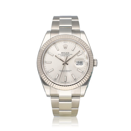 Datejust 41 -2024 box + papers | steel - white gold silver index fluted Oyster