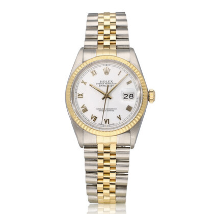 Datejust 36 NEW ROLEX SERVICE - 1986 + papers | steel - gold Jubilee white roman