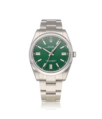 Rolex Oyster Perpetual 41 NEW ROLEX SERVICE - 2023 B+P | steel green domed Oyster - Bulbasaur