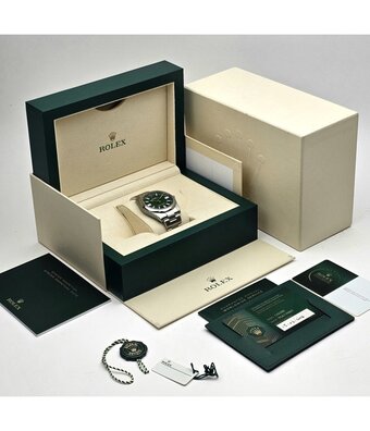 Rolex Oyster Perpetual 41 NEW ROLEX SERVICE - 2023 B+P | steel green domed Oyster - Bulbasaur