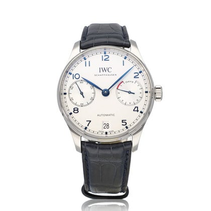 Portugieser Automatic 42 2025 box + papers | steel silver black leather