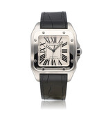 Cartier Santos  38 NEW CARTIER STRAP | steel silver alligator leather + box