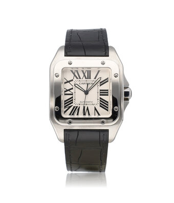 Cartier Santos  38 NEW CARTIER STRAP | steel silver alligator leather + box