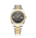 Rolex Datejust 41 NEW ROLEX SERVICE - 2021 B+P | Wimbledon steel - gold slate roman Oyster