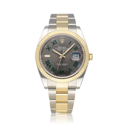 Datejust 41 NEW ROLEX SERVICE - 2021 B+P | Wimbledon steel - gold slate roman Oyster