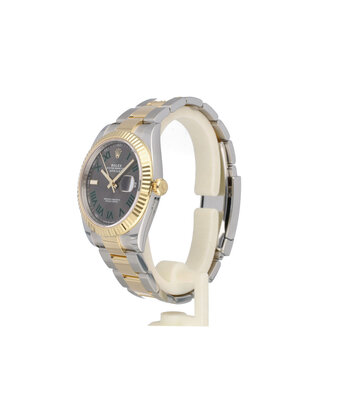 Rolex Datejust 41 NEW ROLEX SERVICE - 2021 B+P | Wimbledon steel - gold slate roman Oyster