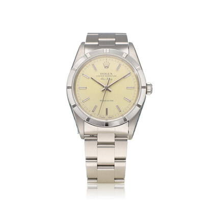 Air-king  NEW ROLEX SERVICE - 1996 | steel silver engine turned bezel