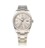 Rolex Datejust 41 NEW ROLEX SERVICE - 2022 B+P | steel - white gold silver index fluted Oyster