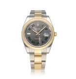 Rolex Datejust 41 NEW ROLEX SERVICE - 2021 B+P | Wimbledon steel - gold slate roman Oyster