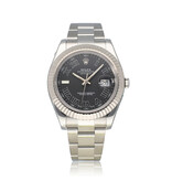 Rolex Datejust II 41 - 2014 + papers | steel - white gold fluted black roman Oyster