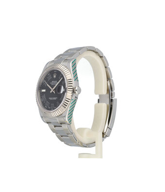 Rolex Datejust II 41 - 2014 + papers | steel - white gold fluted black roman Oyster