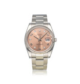 Rolex Date 34 34 NEW ROLEX SERVICE - 2012 B+P | steel pink - salmon diamond Oyster