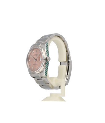 Rolex Date 34 34 NEW ROLEX SERVICE - 2012 B+P | steel pink - salmon diamond Oyster
