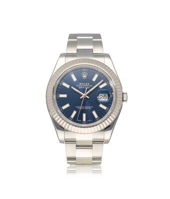 Rolex Datejust II 41 2015 box + papers | steel - white gold fluted blue Oyster
