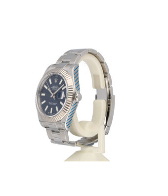 Rolex Datejust II 41 2015 box + papers | steel - white gold fluted blue Oyster