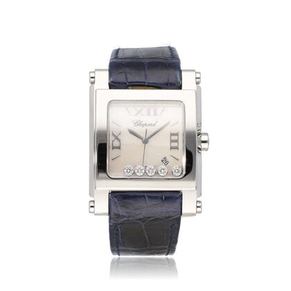 Happy Sport Square  NEW CHOPARD SERVICE - 2006 B+P | steel MOP diamond