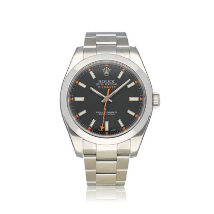 Milgauss 40 NEW ROLEX SERVICE - 2012 + papers | steel black orange Oyster