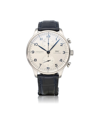 IWC Portugieser Chronograph 41 - 2023 B+P | steel white alligator leather strap
