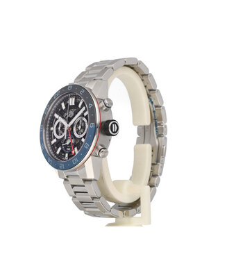 TAG Heuer Carrera Calibre Heuer 02 Chronograph GMT 45 steel skeleton black/blue bezel 2026 B+P