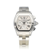 Cartier Roadster Chronograph Automatic 40 XL steel bracelet silver roman + box