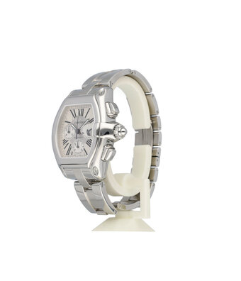 Cartier Roadster Chronograph Automatic 40 XL steel bracelet silver roman + box