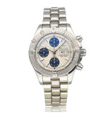 Breitling Superocean Chronograph II  steel silver automatic day date 2008 box + papers