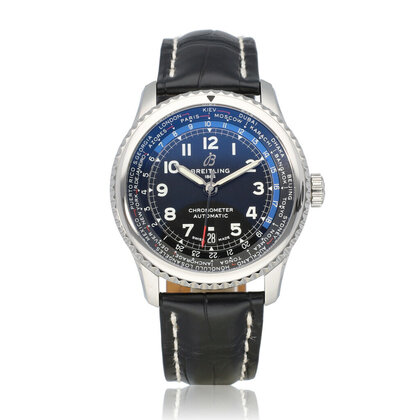 Navitimer Automatic 41 - box + papers | steel black alligator