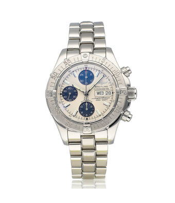Breitling Superocean   steel silver automatic day date 2008 box + papers