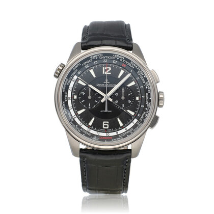 Polaris Chronograph 44 NEW JLC SERVICE - 2022 B+P | titanium black alligator leather