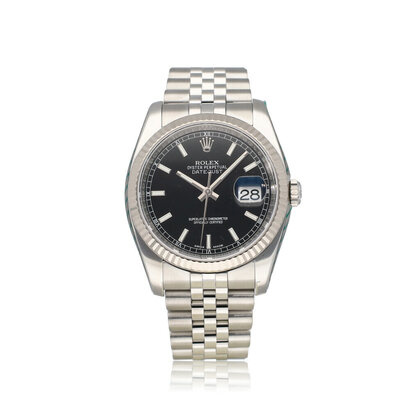 Datejust 36 NEW ROLEX SERVICE - 2018 B+P | steel - white gold black date Jubilee