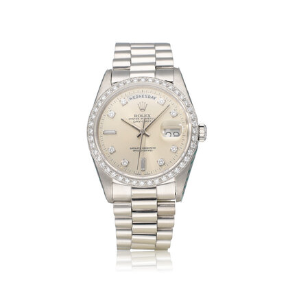 Day-Date 36 - 1989 platinum factory diamond - baguette President