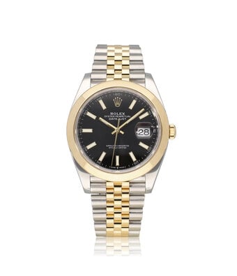 Rolex Datejust 41 NEW ROLEX SERVICE - 2020 B+P | steel - yellow gold black domed Jubilee